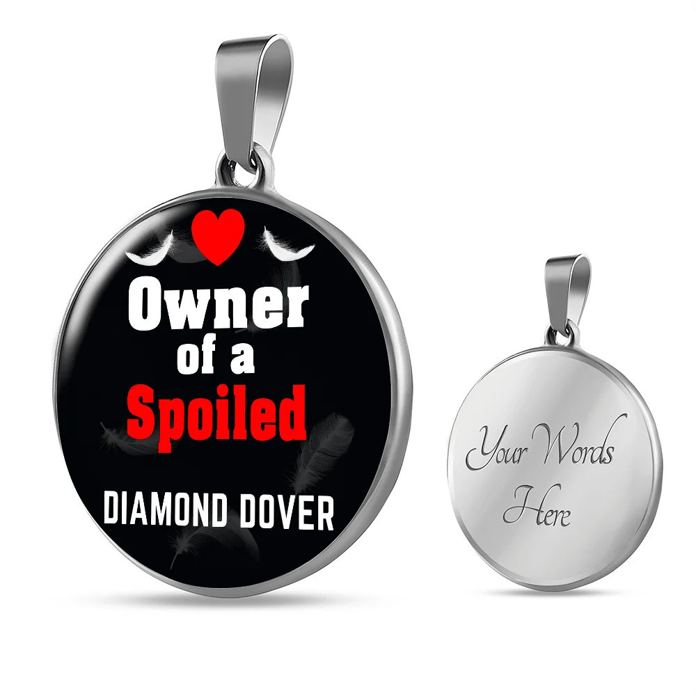 Diamond Dover Bird Owner Circle Pendant Necklace Stainless Steel 24 Inch Chain